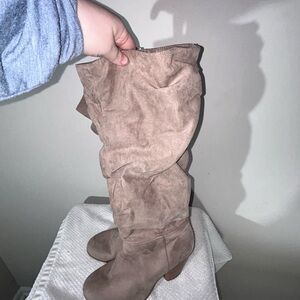 Torrid Tan faux Suede Heeled Boots Sz. 9.5 WW and Wide Calf. VGUC